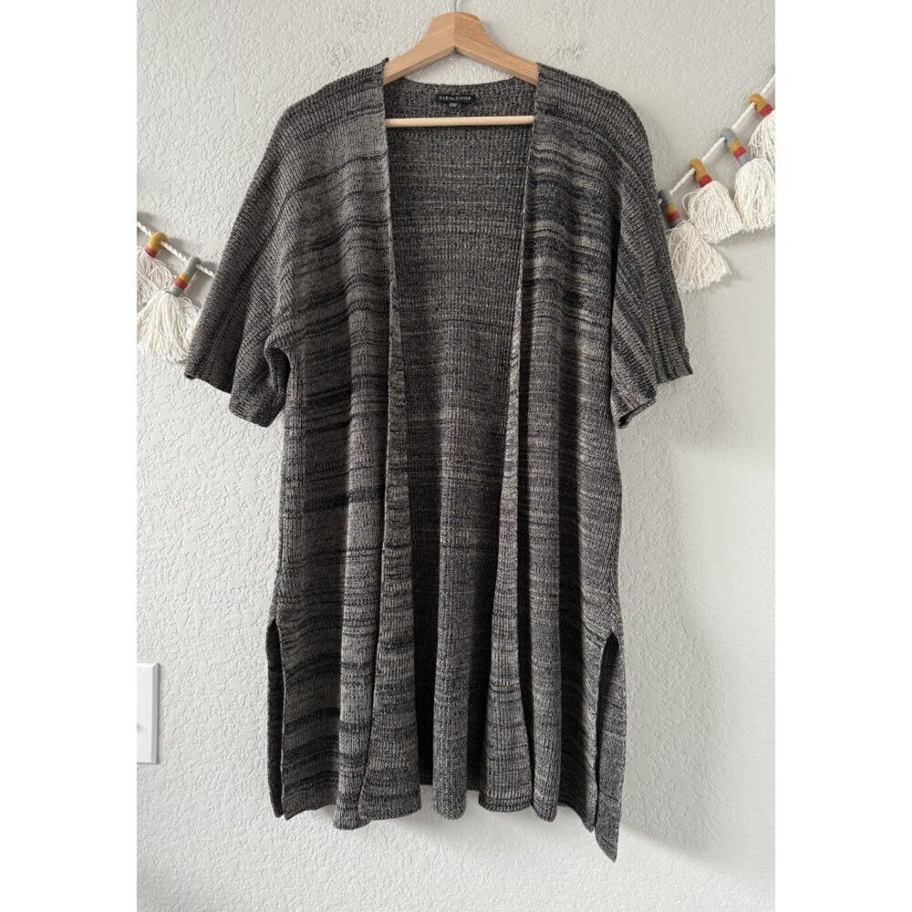 Eileen Fisher Sleek Tencel Knit Open Front Longline Cardigan Coastal Minimalist